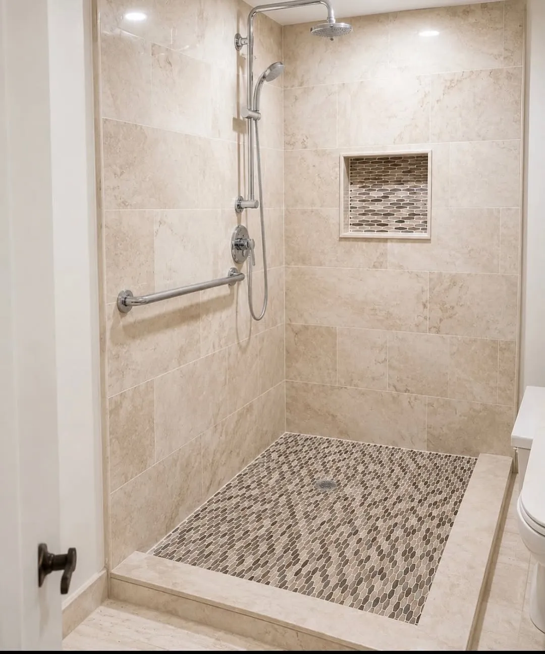 Custom tile shower with bench