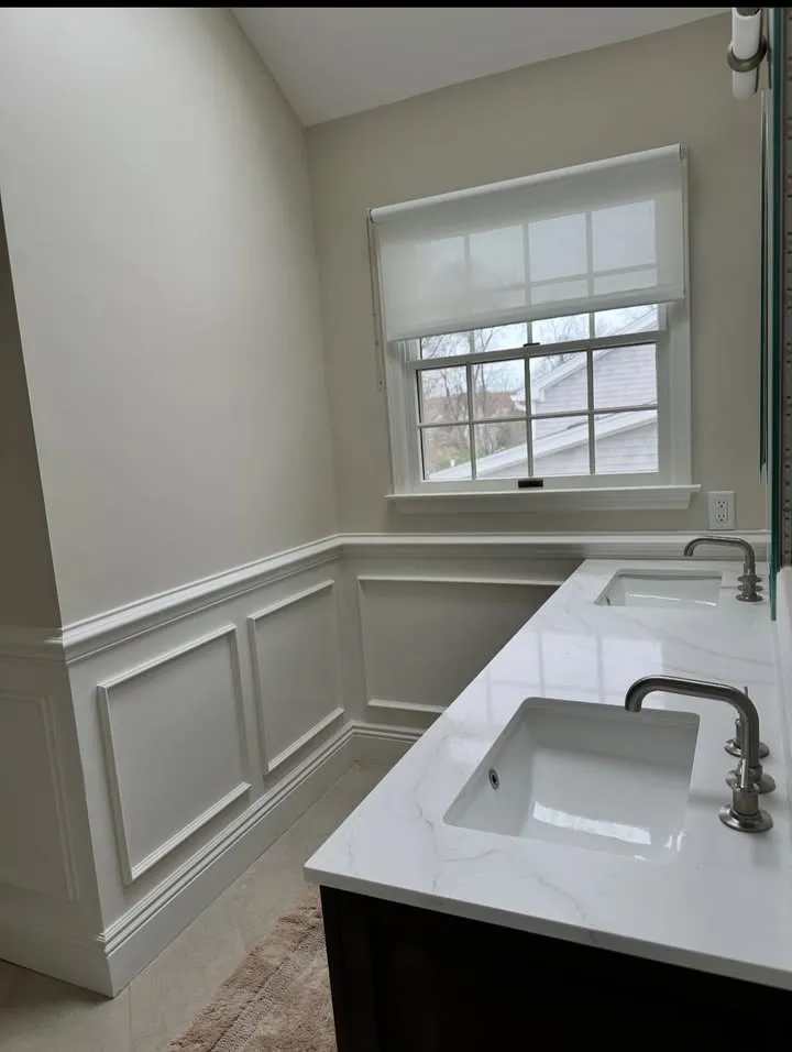 Bathroom vanity with wainscoting
